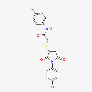 molecular formula C19H17ClN2O3S B4140887 2-[1-(4-chlorophenyl)-2,5-dioxopyrrolidin-3-yl]sulfanyl-N-(4-methylphenyl)acetamide 