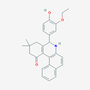 molecular formula C27H27NO3 B414089 5-(3-ethoxy-4-hydroxyphenyl)-3,3-dimethyl-3,4,5,6-tetrahydrobenzo[a]phenanthridin-1(2H)-one 