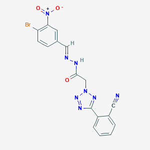 molecular formula C17H11BrN8O3 B414090 N'-{4-bromo-3-nitrobenzylidene}-2-[5-(2-cyanophenyl)-2H-tetraazol-2-yl]acetohydrazide 