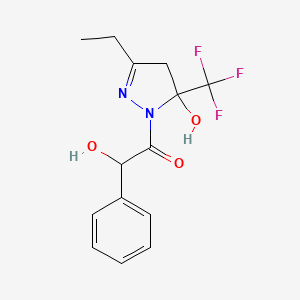 3-ethyl-1-[hydroxy(phenyl)acetyl]-5-(trifluoromethyl)-4,5-dihydro-1H-pyrazol-5-ol