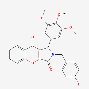 molecular formula C27H22FNO6 B4140922 2-(4-fluorobenzyl)-1-(3,4,5-trimethoxyphenyl)-1,2-dihydrochromeno[2,3-c]pyrrole-3,9-dione 