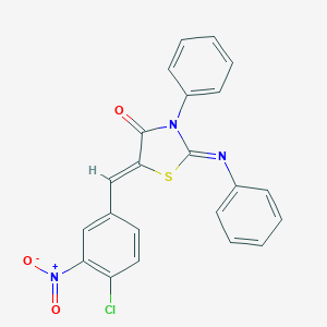 molecular formula C22H14ClN3O3S B414093 5-{4-Chloro-3-nitrobenzylidene}-3-phenyl-2-(phenylimino)-1,3-thiazolidin-4-one 