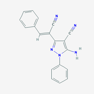 molecular formula C19H13N5 B414094 alpha-(5-Amino-4-cyano-1-phenyl-3-pyrazolyl)cinnamonitrile 