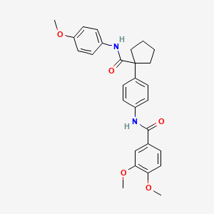 molecular formula C28H30N2O5 B4140954 3,4-dimethoxy-N-[4-(1-{[(4-methoxyphenyl)amino]carbonyl}cyclopentyl)phenyl]benzamide 