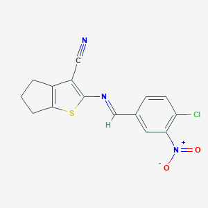 molecular formula C15H10ClN3O2S B414096 2-({4-chloro-3-nitrobenzylidene}amino)-5,6-dihydro-4H-cyclopenta[b]thiophene-3-carbonitrile 