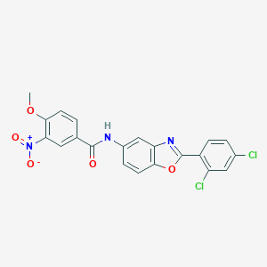 molecular formula C21H13Cl2N3O5 B414098 N-[2-(2,4-dichlorophenyl)-1,3-benzoxazol-5-yl]-4-methoxy-3-nitrobenzamide 
