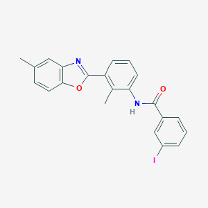 molecular formula C22H17IN2O2 B414099 3-Iodo-N-[2-methyl-3-(5-methyl-benzooxazol-2-yl)-phenyl]-benzamide 
