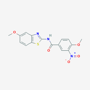 molecular formula C16H13N3O5S B414100 4-methoxy-N-(5-methoxy-1,3-benzothiazol-2-yl)-3-nitrobenzamide 