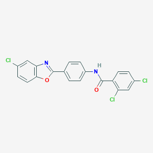 molecular formula C20H11Cl3N2O2 B414101 2,4-dichloro-N-[4-(5-chloro-1,3-benzoxazol-2-yl)phenyl]benzamide 