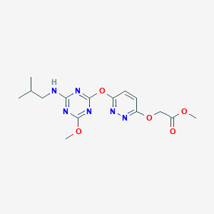 molecular formula C15H20N6O5 B4141013 methyl [(6-{[4-(isobutylamino)-6-methoxy-1,3,5-triazin-2-yl]oxy}-3-pyridazinyl)oxy]acetate 