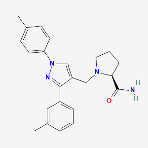 molecular formula C23H26N4O B4141018 1-{[3-(3-methylphenyl)-1-(4-methylphenyl)-1H-pyrazol-4-yl]methyl}-L-prolinamide 