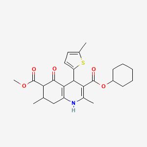 molecular formula C25H31NO5S B4141030 3-cyclohexyl 6-methyl 2,7-dimethyl-4-(5-methyl-2-thienyl)-5-oxo-1,4,5,6,7,8-hexahydro-3,6-quinolinedicarboxylate 