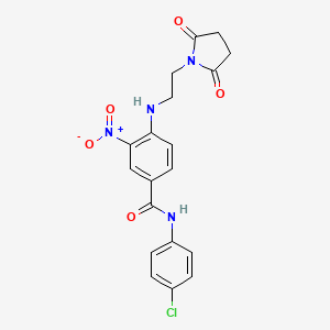 molecular formula C19H17ClN4O5 B4141053 N-(4-chlorophenyl)-4-{[2-(2,5-dioxo-1-pyrrolidinyl)ethyl]amino}-3-nitrobenzamide 