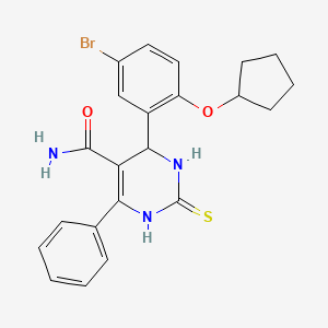 molecular formula C22H22BrN3O2S B4141079 4-[5-bromo-2-(cyclopentyloxy)phenyl]-6-phenyl-2-thioxo-1,2,3,4-tetrahydro-5-pyrimidinecarboxamide 