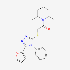 molecular formula C21H24N4O2S B4141107 1-({[5-(2-furyl)-4-phenyl-4H-1,2,4-triazol-3-yl]thio}acetyl)-2,6-dimethylpiperidine 