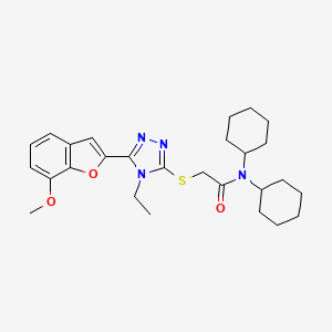 N,N-dicyclohexyl-2-{[4-ethyl-5-(7-methoxy-1-benzofuran-2-yl)-4H-1,2,4-triazol-3-yl]thio}acetamide