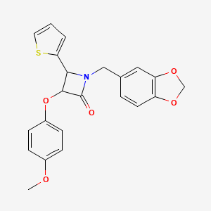 molecular formula C22H19NO5S B4141130 1-(1,3-benzodioxol-5-ylmethyl)-3-(4-methoxyphenoxy)-4-(2-thienyl)-2-azetidinone 