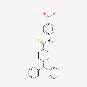molecular formula C26H27N3O2S B4141187 methyl 4-({[4-(diphenylmethyl)-1-piperazinyl]carbonothioyl}amino)benzoate 