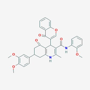 7-(3,4-dimethoxyphenyl)-N-(2-methoxyphenyl)-2-methyl-5-oxo-4-(4-oxo-4H-chromen-3-yl)-1,4,5,6,7,8-hexahydro-3-quinolinecarboxamide