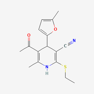 molecular formula C16H18N2O2S B4141201 5-acetyl-2-(ethylthio)-6-methyl-4-(5-methyl-2-furyl)-1,4-dihydro-3-pyridinecarbonitrile 