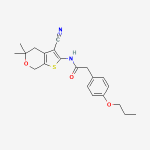 molecular formula C21H24N2O3S B4141205 N-(3-cyano-5,5-dimethyl-4,7-dihydro-5H-thieno[2,3-c]pyran-2-yl)-2-(4-propoxyphenyl)acetamide 