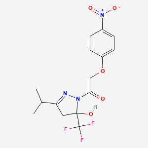 molecular formula C15H16F3N3O5 B4141214 3-isopropyl-1-[(4-nitrophenoxy)acetyl]-5-(trifluoromethyl)-4,5-dihydro-1H-pyrazol-5-ol 
