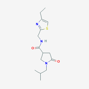 molecular formula C15H23N3O2S B4141265 N-[(4-ethyl-1,3-thiazol-2-yl)methyl]-1-isobutyl-5-oxopyrrolidine-3-carboxamide 