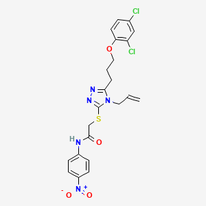 molecular formula C22H21Cl2N5O4S B4141280 2-({4-allyl-5-[3-(2,4-dichlorophenoxy)propyl]-4H-1,2,4-triazol-3-yl}thio)-N-(4-nitrophenyl)acetamide 
