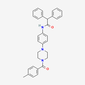 molecular formula C32H31N3O2 B4141292 N-{4-[4-(4-methylbenzoyl)-1-piperazinyl]phenyl}-2,2-diphenylacetamide 