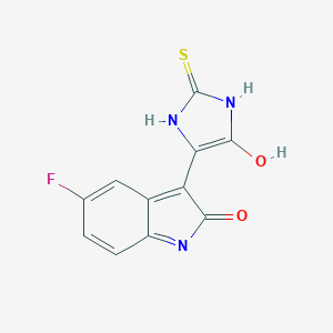 molecular formula C11H6FN3O2S B414135 5-Fluoro-3-(5-oxo-2-thioxo-imidazolidin-4-ylidene)-1,3-dihydro-indol-2-one 