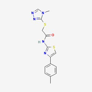 molecular formula C15H15N5OS2 B4141357 N-[4-(4-methylphenyl)-1,3-thiazol-2-yl]-2-[(4-methyl-4H-1,2,4-triazol-3-yl)thio]acetamide 