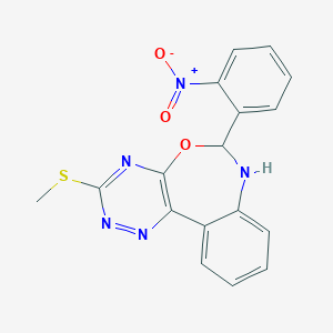 molecular formula C17H13N5O3S B414137 3-Methylsulfanyl-6-(2-nitrophenyl)-6,7-dihydro-[1,2,4]triazino[5,6-d][3,1]benzoxazepine 