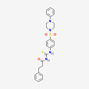 molecular formula C26H28N4O3S2 B4141382 3-phenyl-N-[({4-[(4-phenyl-1-piperazinyl)sulfonyl]phenyl}amino)carbonothioyl]propanamide 