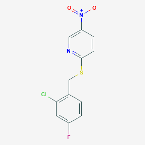 molecular formula C12H8ClFN2O2S B4141393 2-[(2-chloro-4-fluorobenzyl)thio]-5-nitropyridine 