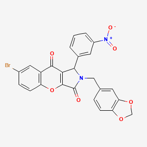molecular formula C25H15BrN2O7 B4141405 2-(1,3-benzodioxol-5-ylmethyl)-7-bromo-1-(3-nitrophenyl)-1,2-dihydrochromeno[2,3-c]pyrrole-3,9-dione 