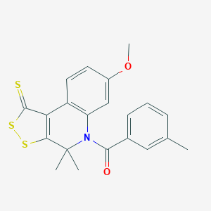 molecular formula C21H19NO2S3 B414141 7-methoxy-4,4-dimethyl-5-(3-methylbenzoyl)-4,5-dihydro-1H-[1,2]dithiolo[3,4-c]quinoline-1-thione CAS No. 331254-56-9