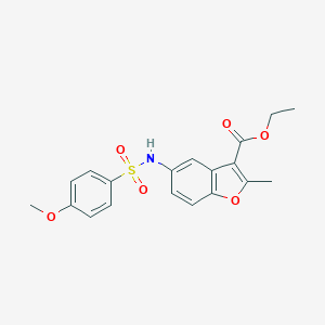 molecular formula C19H19NO6S B414142 Ethyl 5-{[(4-methoxyphenyl)sulfonyl]amino}-2-methyl-1-benzofuran-3-carboxylate CAS No. 331254-06-9