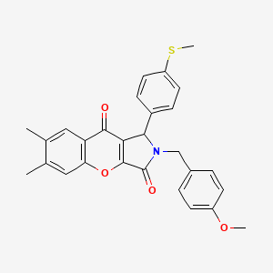 molecular formula C28H25NO4S B4141423 2-(4-methoxybenzyl)-6,7-dimethyl-1-[4-(methylthio)phenyl]-1,2-dihydrochromeno[2,3-c]pyrrole-3,9-dione 