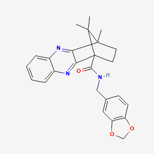 N-(1,3-benzodioxol-5-ylmethyl)-12,15,15-trimethyl-3,10-diazatetracyclo[10.2.1.0~2,11~.0~4,9~]pentadeca-2(11),3,5,7,9-pentaene-1-carboxamide