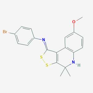 molecular formula C19H17BrN2OS2 B414145 4-bromo-N-[(1Z)-8-methoxy-4,4-dimethyl-4,5-dihydro-1H-[1,2]dithiolo[3,4-c]quinolin-1-ylidene]aniline CAS No. 306737-02-0
