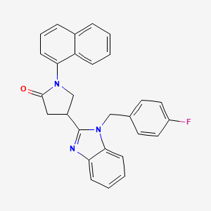 molecular formula C28H22FN3O B4141468 4-[1-(4-fluorobenzyl)-1H-benzimidazol-2-yl]-1-(1-naphthyl)-2-pyrrolidinone 