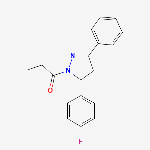 molecular formula C18H17FN2O B4141490 5-(4-fluorophenyl)-3-phenyl-1-propionyl-4,5-dihydro-1H-pyrazole 