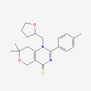 molecular formula C21H26N2O2S B4141496 7,7-dimethyl-2-(4-methylphenyl)-1-(tetrahydro-2-furanylmethyl)-1,5,7,8-tetrahydro-4H-pyrano[4,3-d]pyrimidine-4-thione 