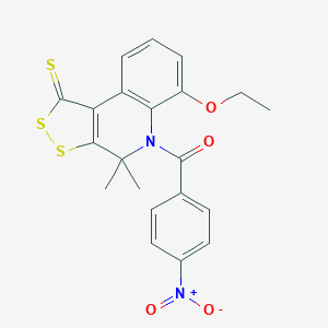 molecular formula C21H18N2O4S3 B414150 6-ethoxy-5-{4-nitrobenzoyl}-4,4-dimethyl-4,5-dihydro-1H-[1,2]dithiolo[3,4-c]quinoline-1-thione CAS No. 327168-95-6