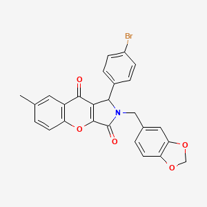 molecular formula C26H18BrNO5 B4141511 2-(1,3-benzodioxol-5-ylmethyl)-1-(4-bromophenyl)-7-methyl-1,2-dihydrochromeno[2,3-c]pyrrole-3,9-dione 