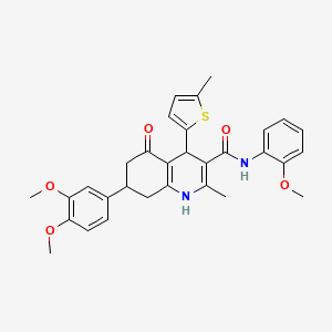 molecular formula C31H32N2O5S B4141517 7-(3,4-dimethoxyphenyl)-N-(2-methoxyphenyl)-2-methyl-4-(5-methyl-2-thienyl)-5-oxo-1,4,5,6,7,8-hexahydro-3-quinolinecarboxamide 
