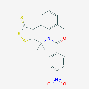molecular formula C20H16N2O3S3 B414152 (4-nitrophenyl)(4,4,6-trimethyl-1-thioxo-1,4-dihydro-5H-[1,2]dithiolo[3,4-c]quinolin-5-yl)methanone CAS No. 330180-20-6