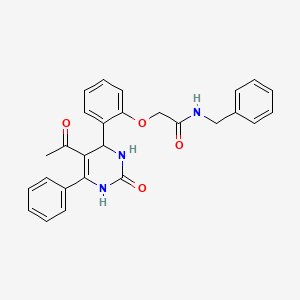 molecular formula C27H25N3O4 B4141524 2-[2-(5-acetyl-2-oxo-6-phenyl-1,2,3,4-tetrahydro-4-pyrimidinyl)phenoxy]-N-benzylacetamide 