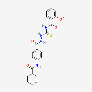 molecular formula C23H26N4O4S B4141540 N-[(2-{4-[(cyclohexylcarbonyl)amino]benzoyl}hydrazino)carbonothioyl]-2-methoxybenzamide 