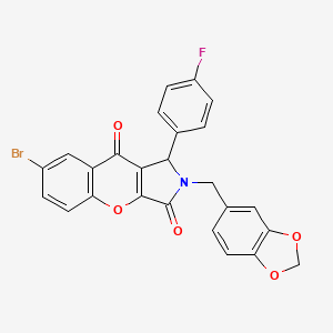 molecular formula C25H15BrFNO5 B4141569 2-(1,3-benzodioxol-5-ylmethyl)-7-bromo-1-(4-fluorophenyl)-1,2-dihydrochromeno[2,3-c]pyrrole-3,9-dione 